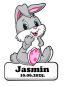 Preview: Geburtstafel Hase grau - personalisierbar - 70x100cm